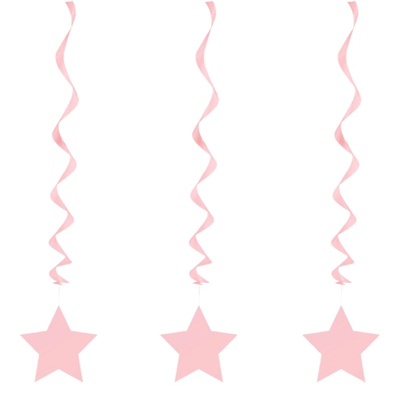 Baby Pink Star Party Hanging Swirls Pack of 3 | Party Save Smile