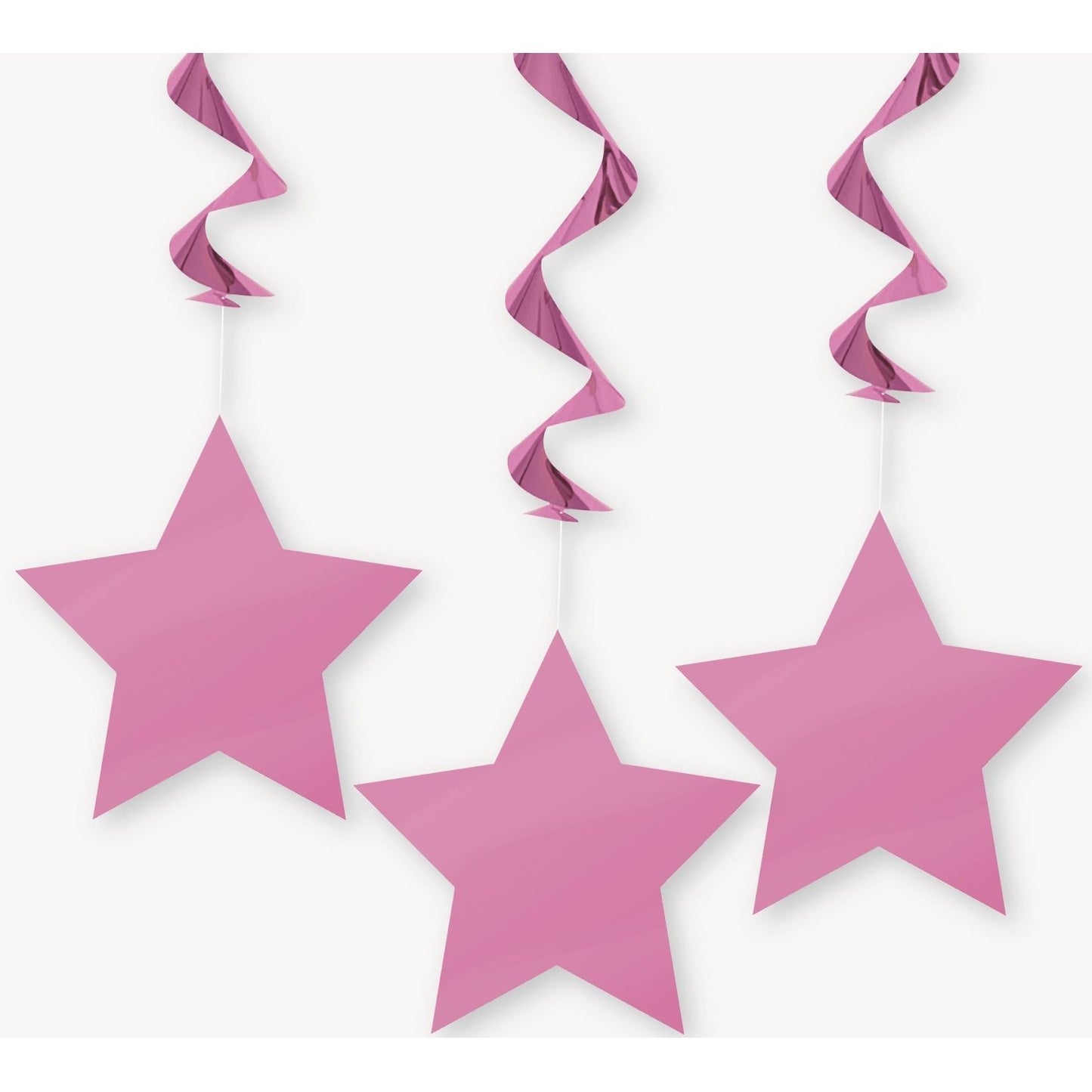 Star Hot Pink Hanging Decorations Pack of 3 | Party Save Smile