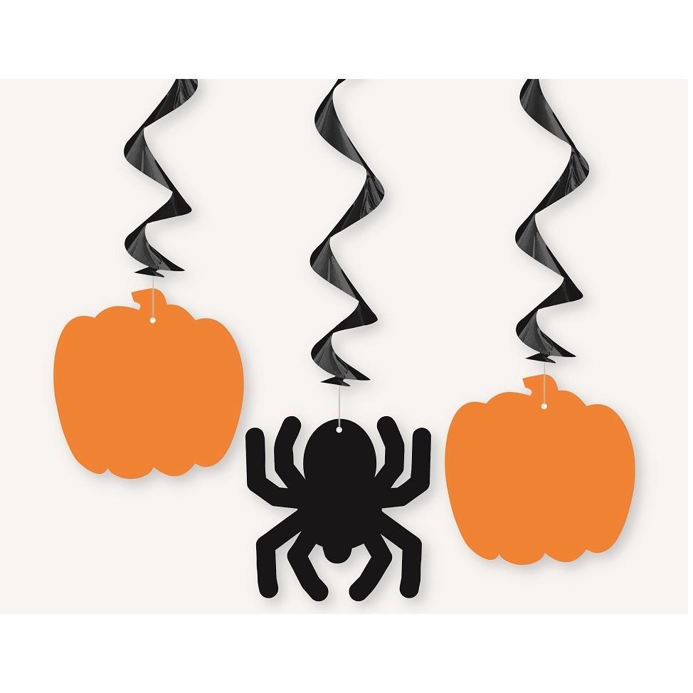 Pumpkin and Spider Party Hanging Swirl Decorations Pack of 3 | Party Save Smile
