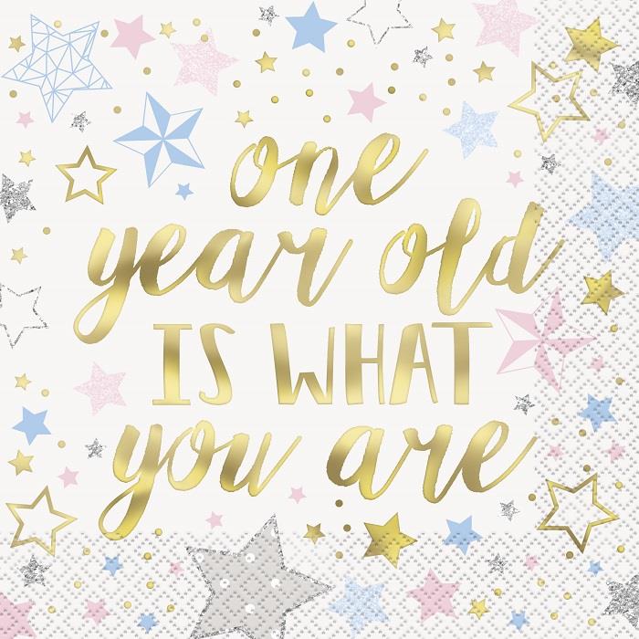 Twinkle Twinkle Little Star 1st Birthday Napkins Pack of 16 | Party Save Smile