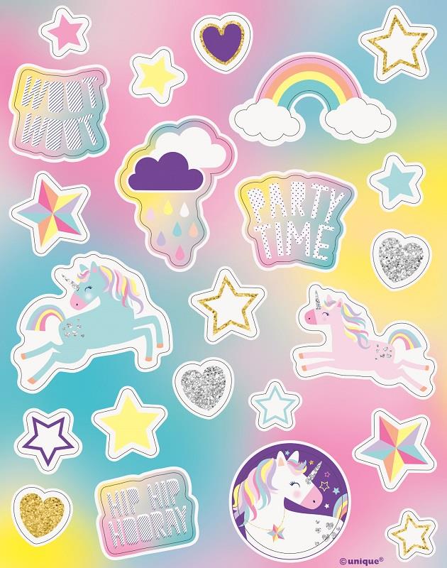 Rainbow Unicorn Party Bag Filler Sticker Sheet Pack of 4 | Party Save Smile