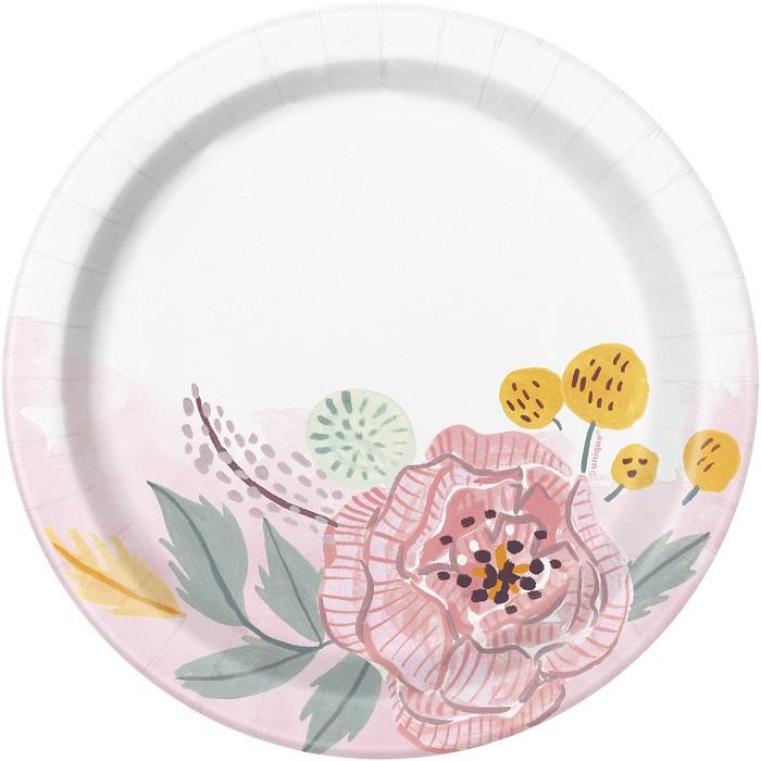 Painted Floral Wedding Party Cake Plates Pack of 8 | Party Save Smile