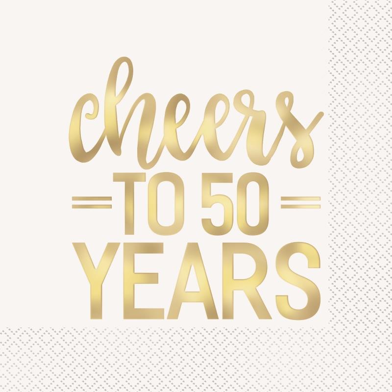 Cheers to 50 Years 50th Wedding Anniversary Napkins Pack of 16 | Party Save Smile