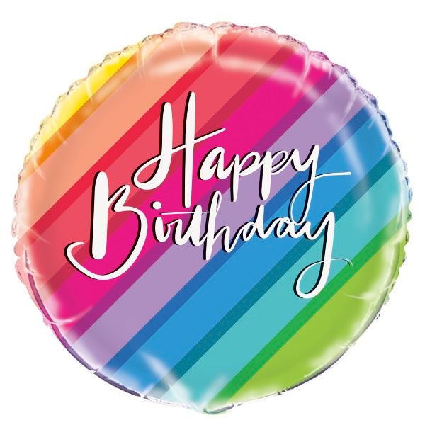 Rainbow Happy Birthday Foil Balloon 18 Inch | Party Save Smile