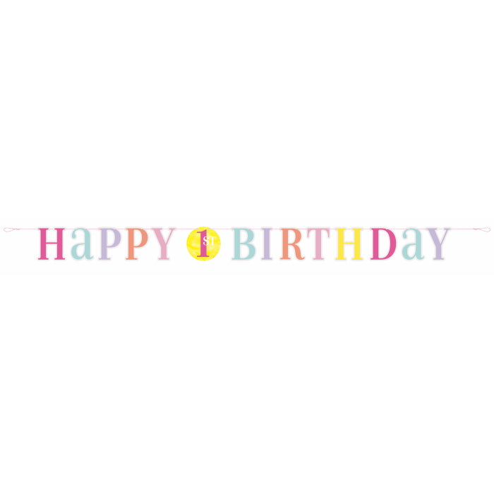 Pink Dots 1st Birthday Banner 1.8 metres | Party Save Smile