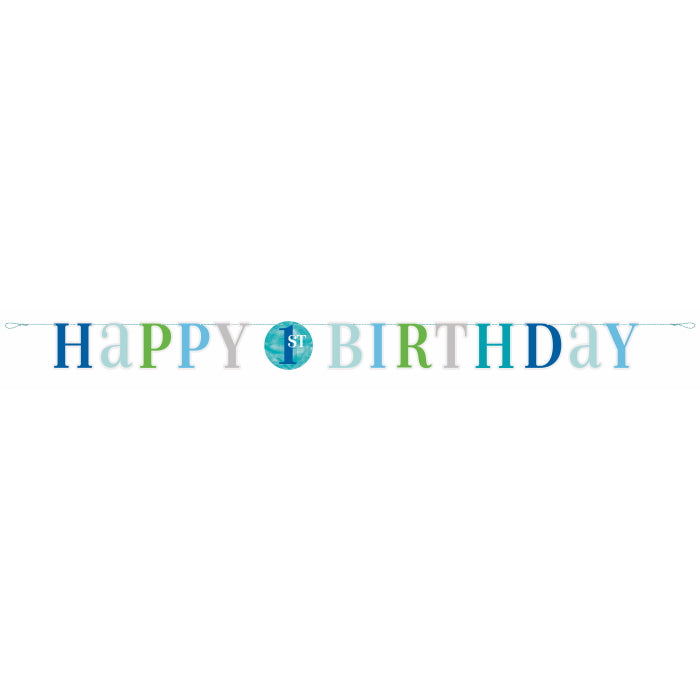 Blue Dots 1st Birthday Banner 1.8 metres | Party Save Smile