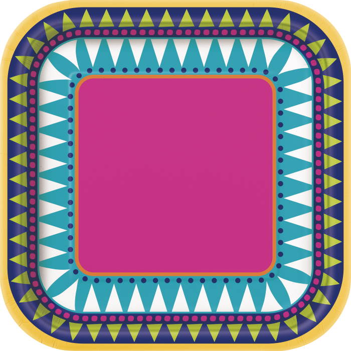 Boho Mexican Fiesta Paper Cake Plates Pack of 10 | Party Save Smile