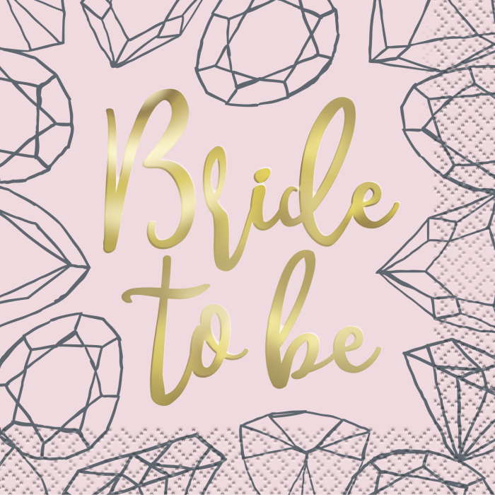 Bride to Be Napkins Pink and Gold Pack of 16 | Party Save Smile