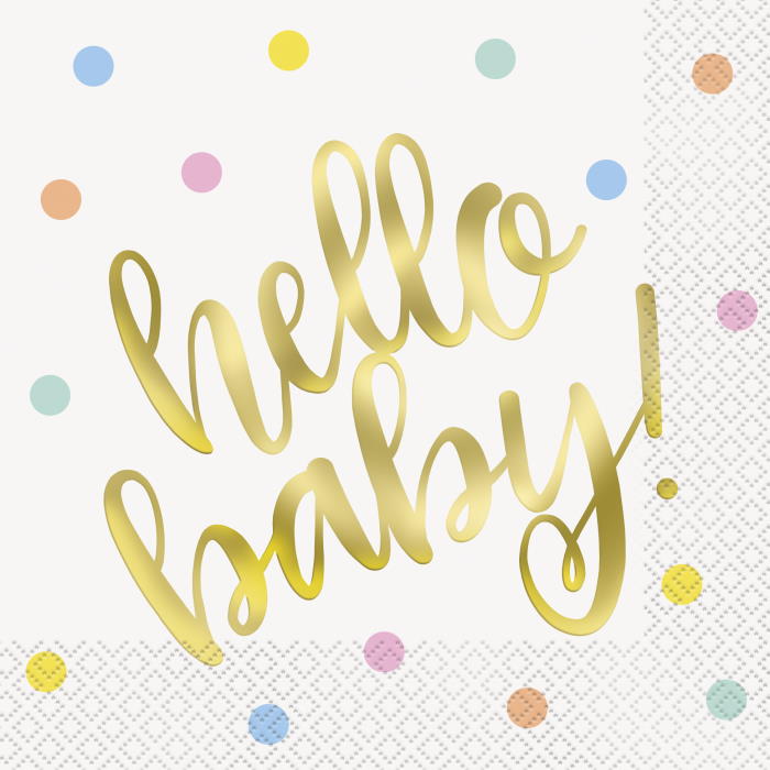 Hello Baby Napkins Pack of 16 | Party Save Smile