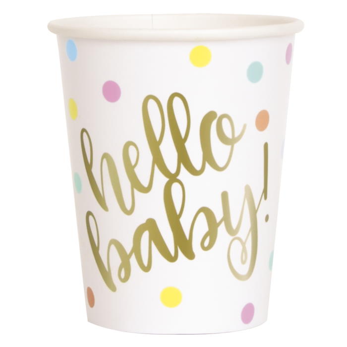 Hello Baby Party Cups Pack of 8 | Party Save Smile