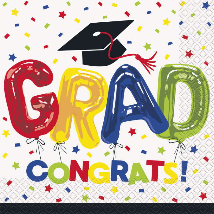 Graduation Napkins - Colourful Pack of 16 | Party Save Smile