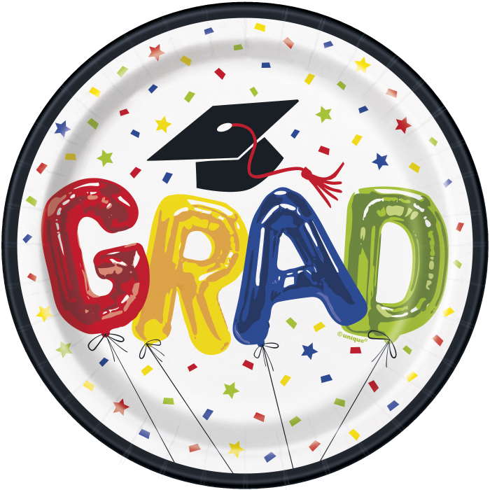 Graduation Cake Plates (Paper) - Colourful Pack of 8 | Party Save Smile