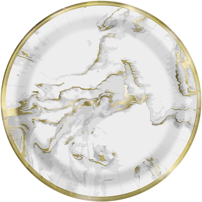 Gold Marble Party Plates 23cm Pack of 10 | Party Save Smile