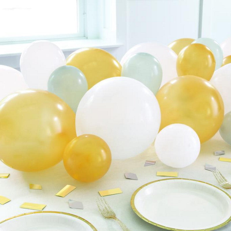 Silver Gold White Balloon Garland Arch Kit | Party Save Smile