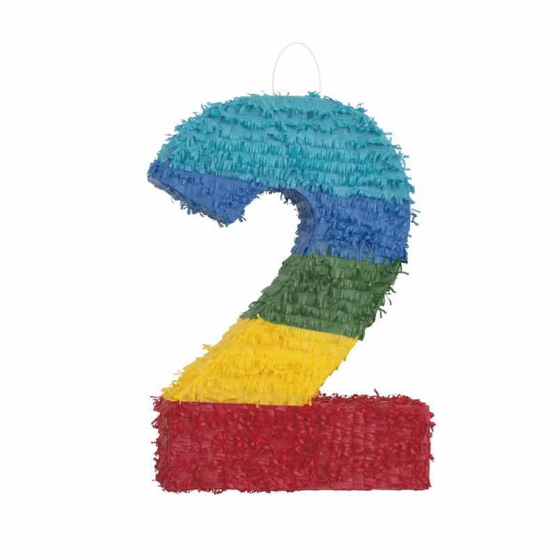 Number 2 Pinata Colourful Stripes | Party Save Smile