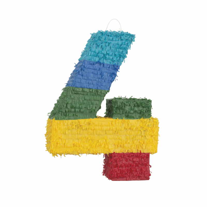Number 4 Pinata Colourful Stripes | Party Save Smile
