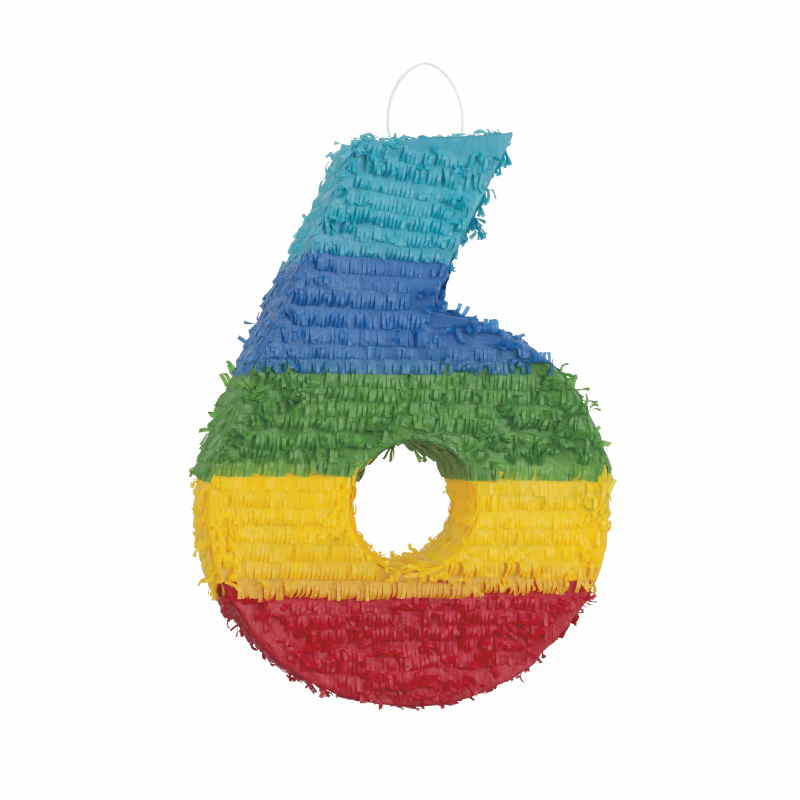 Number 6 Pinata: Colourful Stripes | Party Save Smile