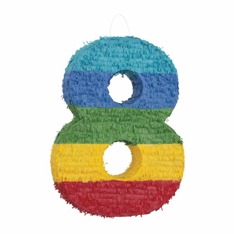Number 8 Pinata Colourful Stripes | Party Save Smile