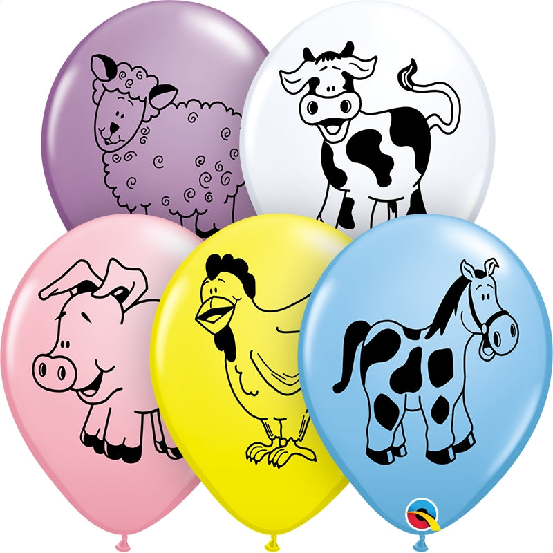 Pastel Farm Animal Latex Balloons - 11 inch