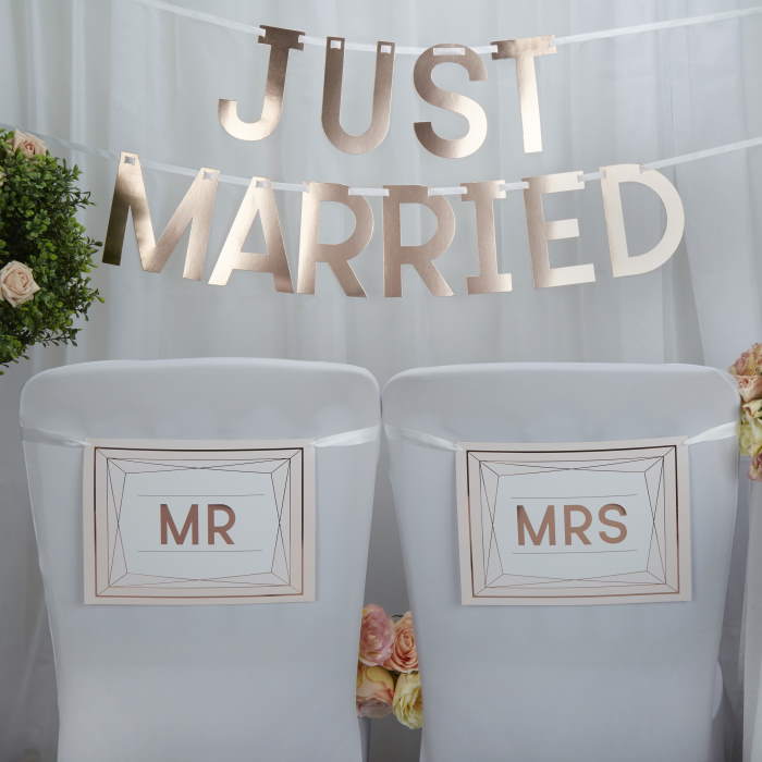 Rose Gold Mr & Mrs Bunting Wedding Decoration | Party Save Smile