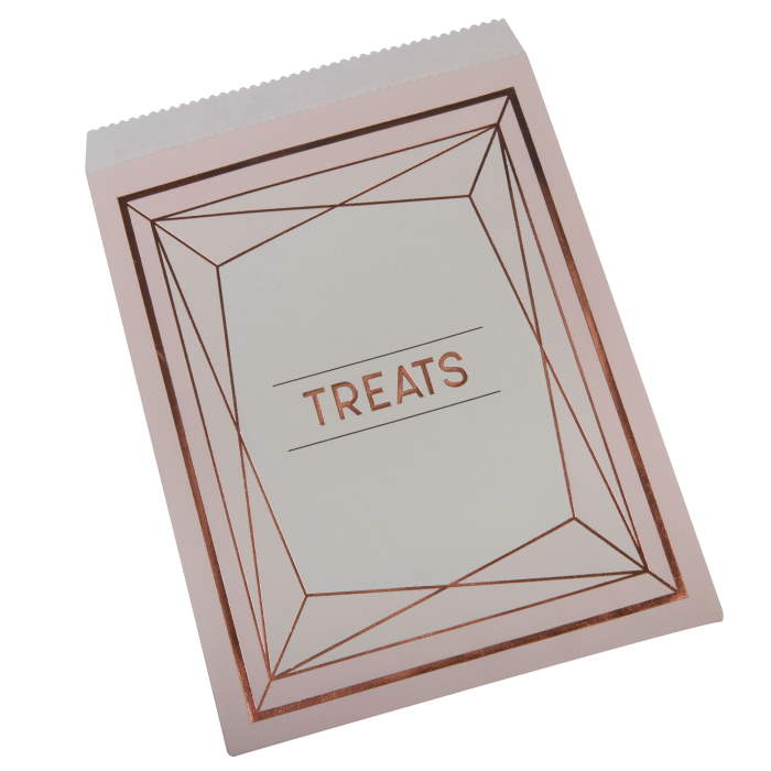 Blush Rose Gold Sweet Bags - Geometric Pack of 25 | Party Save Smile