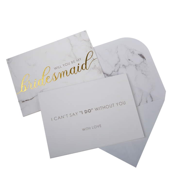 Will You Be My Bridemaid Card - Grey Marble Pack of 3 | Party Save Smile