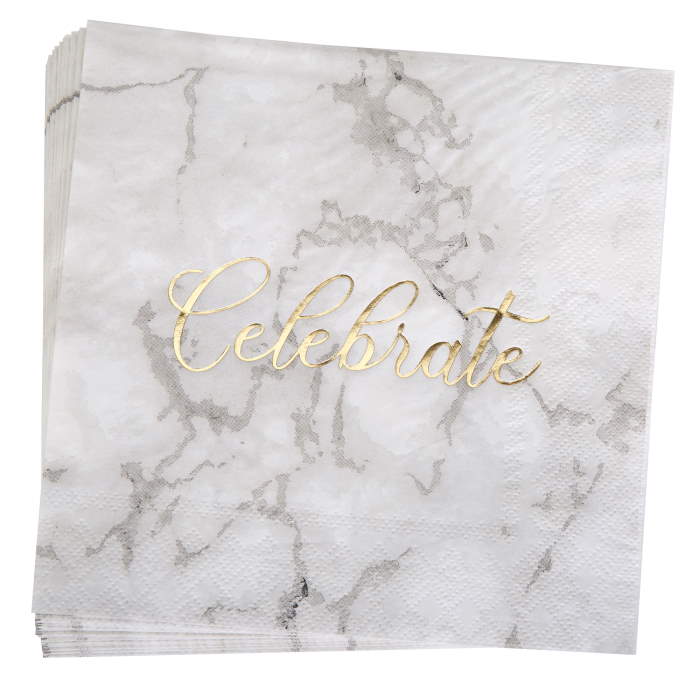 Celebrate Grey Marble Napkins Serviettes Pack of 16 | Party Save Smile