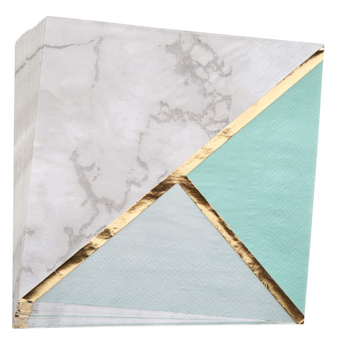 Mint Green Marble Napkins Serviettes Pack of 16 | Party Save Smile