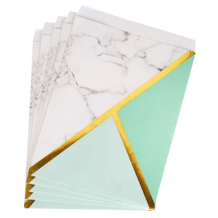 Marbled Mint Green Paper Bags for Sweets Pack of 25 | Party Save Smile