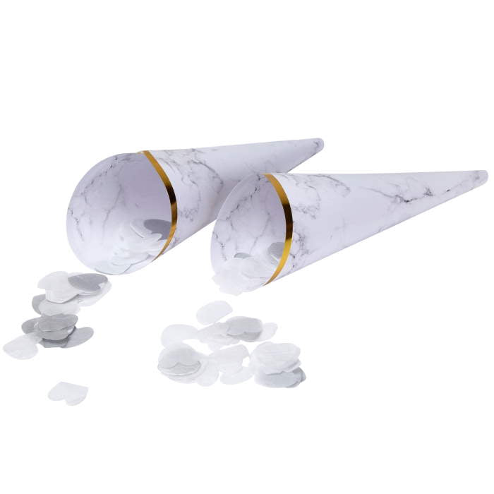 Grey Marble Confetti Cones Pack of 10 | Party Save Smile