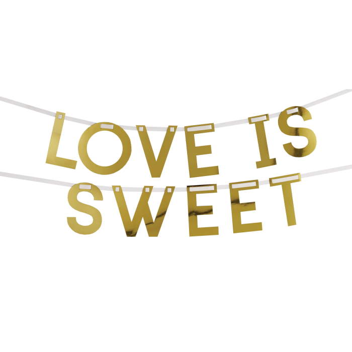 Gold Love is Sweet Banner 2 metres | Party Save Smile
