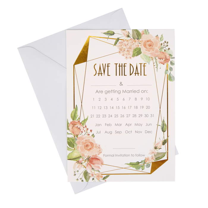 Floral Wedding Save The Date Cards Pack of 10 | Party Save Smile