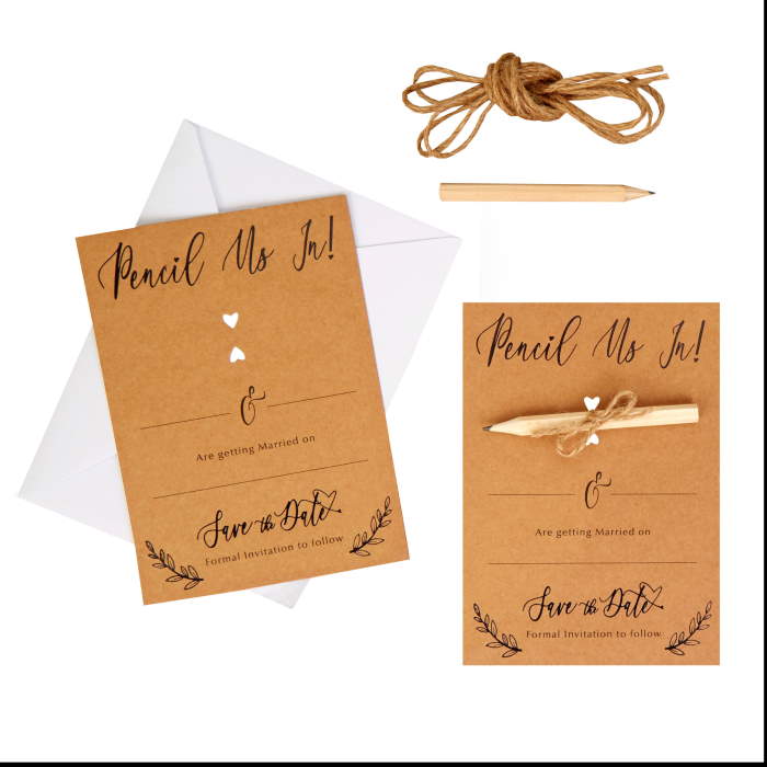Rustic Kraft Wedding Save The Date Cards Pack of 10 | Party Save Smile