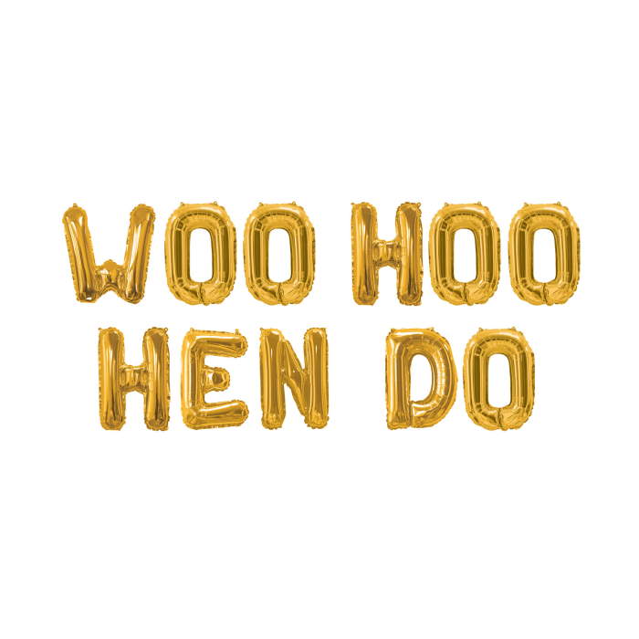 Gold Woo Hoo Hen Do Letter Balloon Banner | Party Save Smile