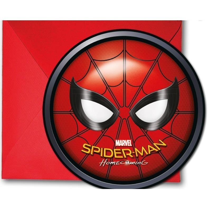 Spiderman Party Invitations (Homecoming) Pack of 6 | Party Save Smile