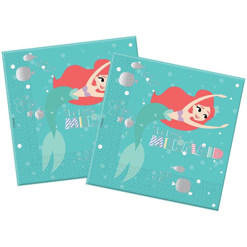 Ariel Little Mermaid Paper Party Napkins Pack of 20 | Party Save Smile