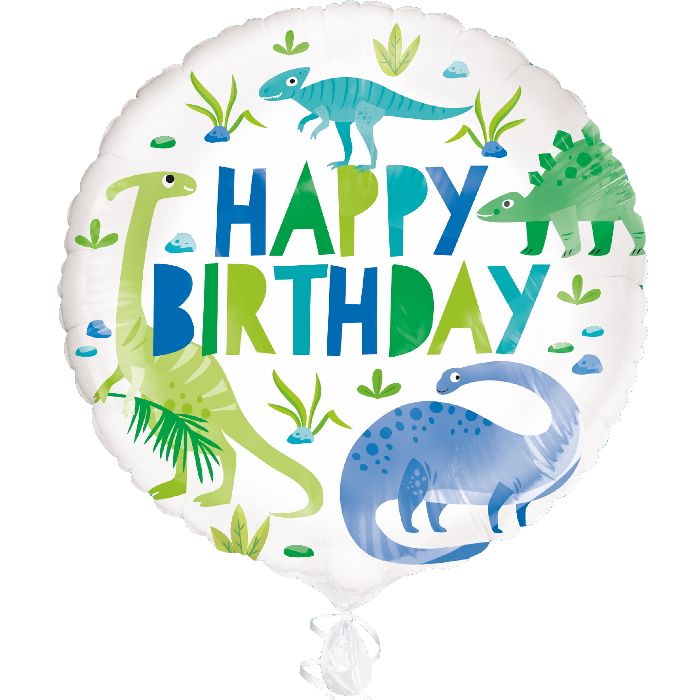 Blue & Green Birthday Dinosaur Foil Balloon 18 inch | Party Save Smile