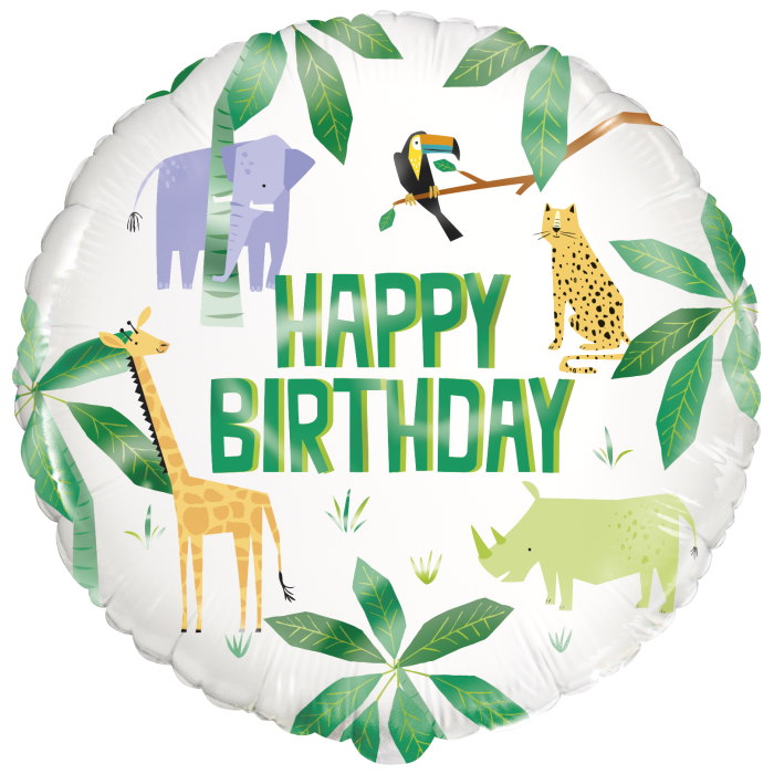 Jungle Happy Birthday Foil Balloons 18 Inch | Party Save Smile