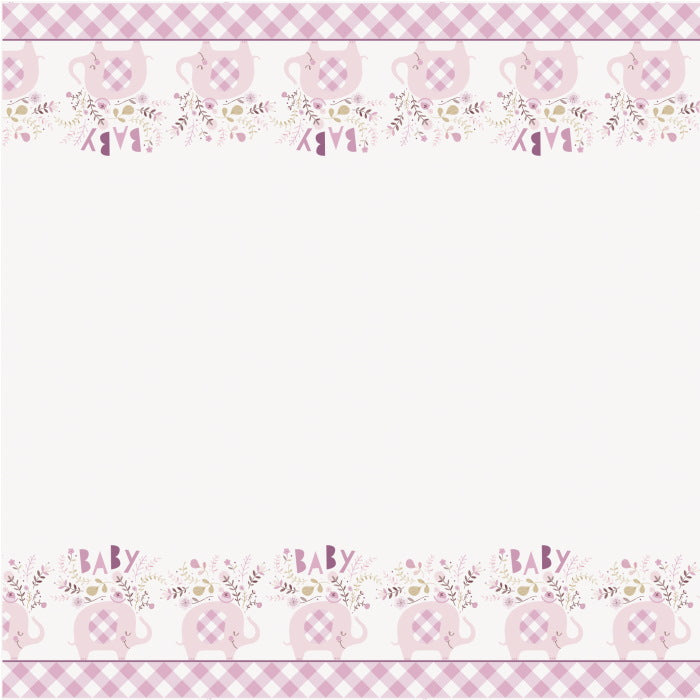 Elephant Pink Floral Baby Shower Tablecloth | Party Save Smile