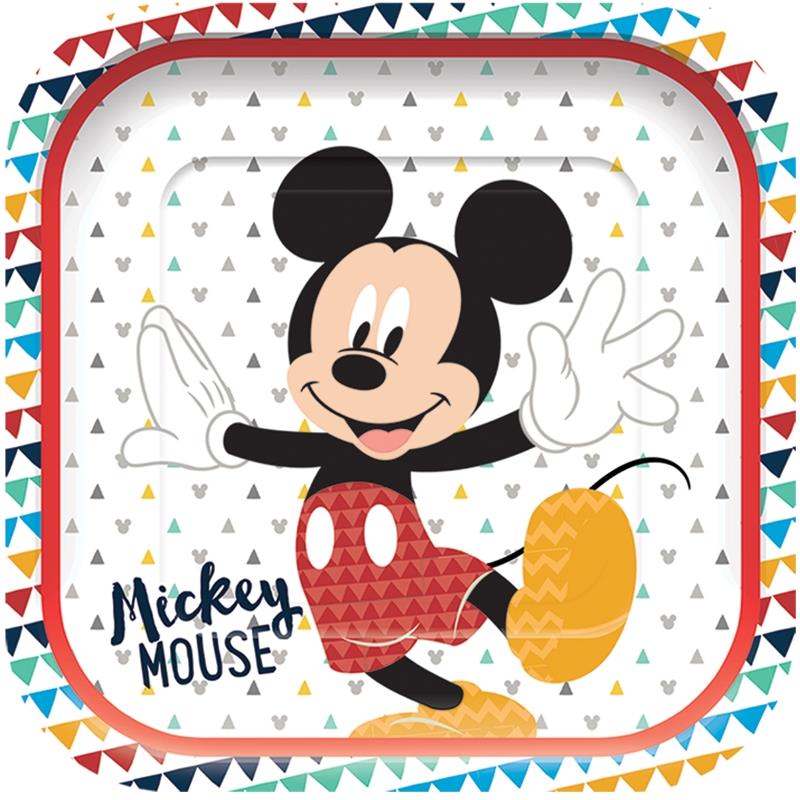 Mickey Mouse Awesome Square Platter Party Plates Pack of 4 | Party Save Smile