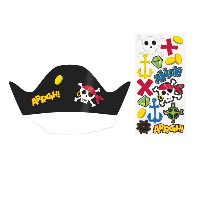Pirate Party Hats with Stickers Pack of 8 | Party Save Smile