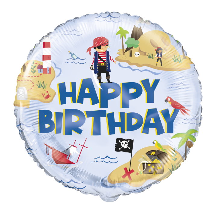 Ahoy Pirate Round Foil Balloon 18 inches | Party Save Smile