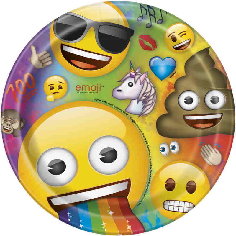 Emoji Rainbow Fun Party Plates 23cm Pack of 8 | Party Save Smile