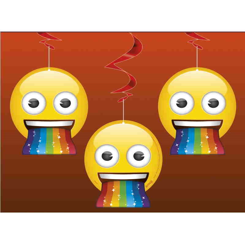 Emoji Rainbow Fun Party Hanging Swirl Decorations Pack of 3 | Party Save Smile