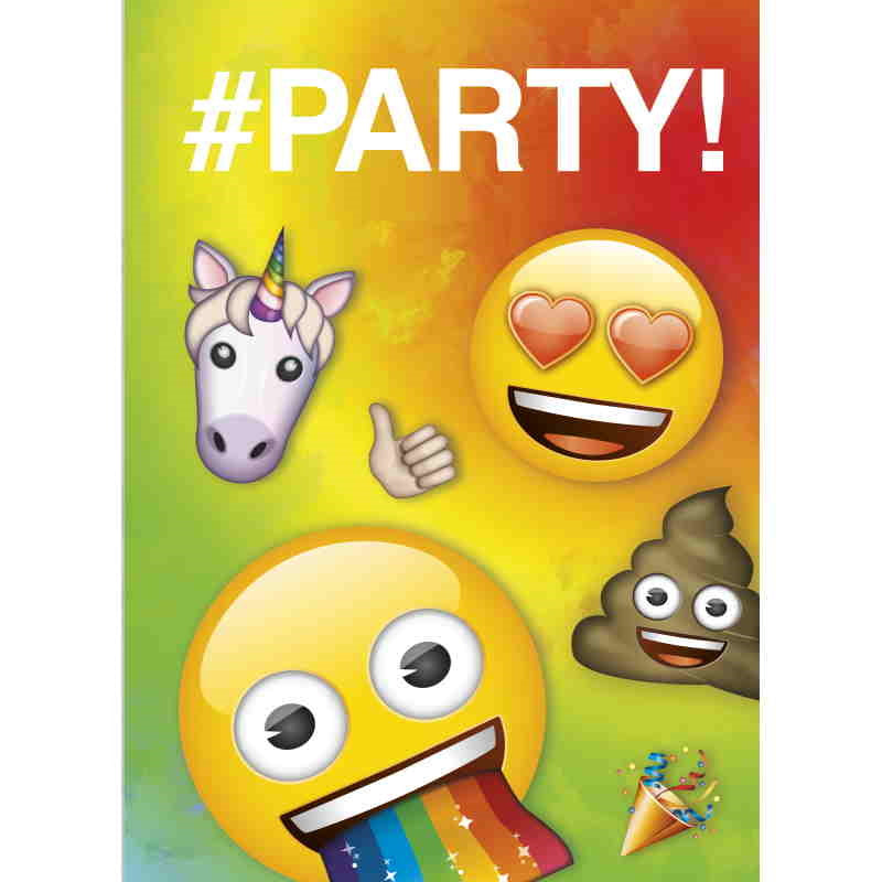 Emoji Rainbow Fun Party Invitations Pack of 8 Invites | Party Save Smile
