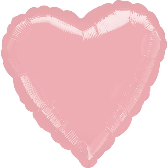 Pastel Pink Metallic Heart Foil Balloon 18 Inch | Party Save Smile