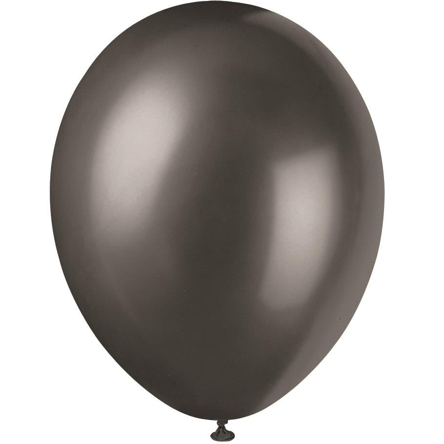 Black Pearl Latex Balloons 12 inch Pack of 8 | Party Save Smile