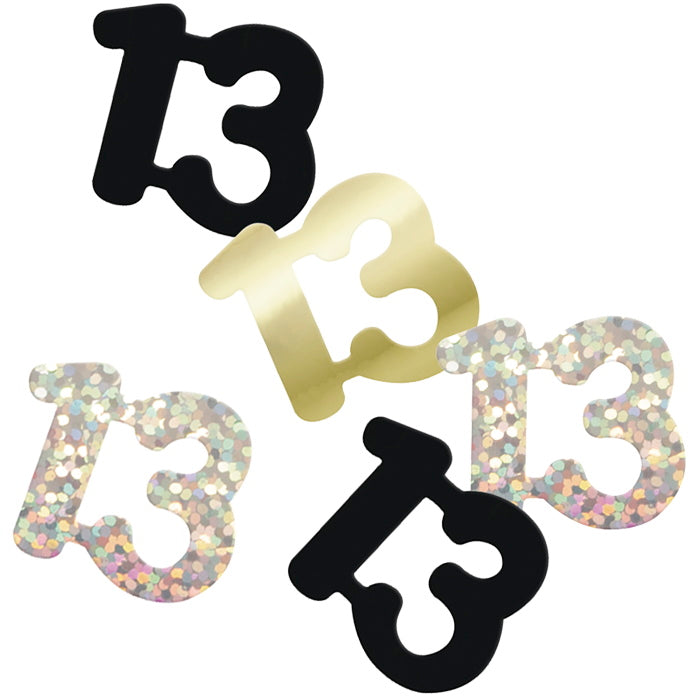 Black and Silver 13 Confetti 14g | Party Save Smile