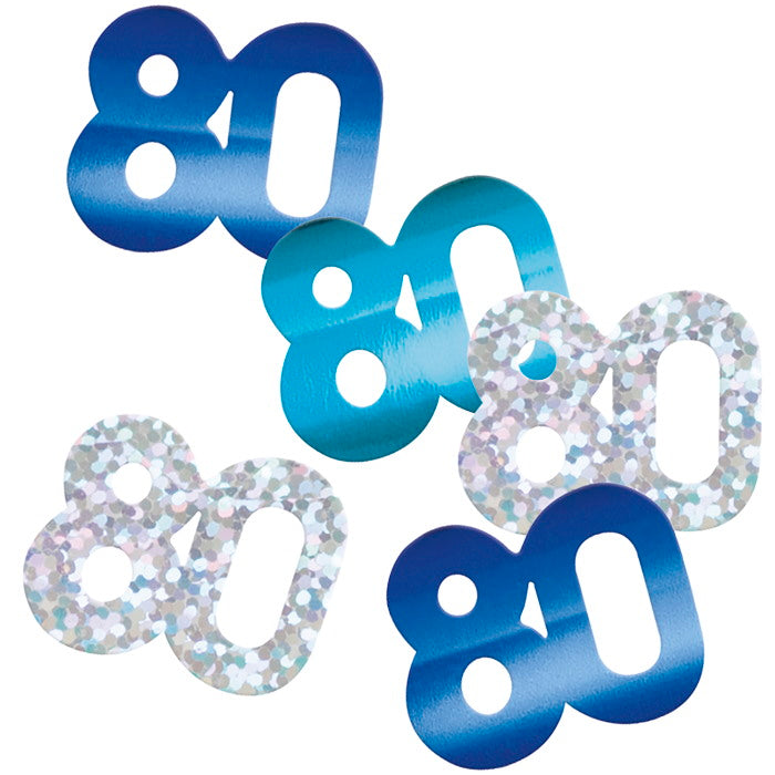 Blue and Silver 80th Confetti 14 grams | Party Save Smile