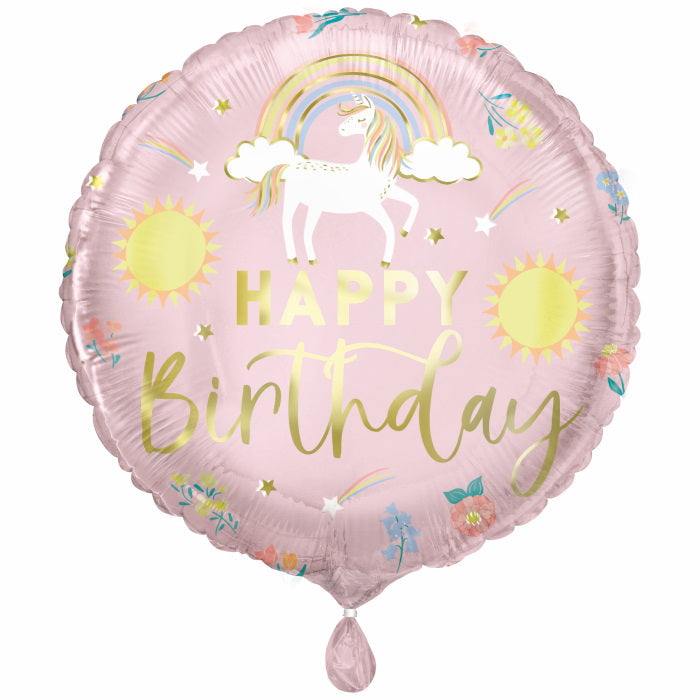 Dainty Unicorn Happy Birthday Foil Balloon 18 inches | Party Save Smile